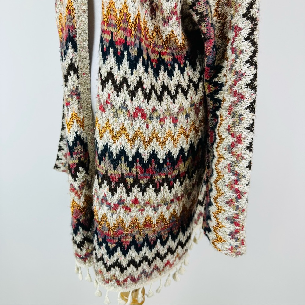 Soft Surroundings Striped Chevron Cardigan Sweater Size Medium - Picture 9 of 13